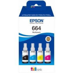 Epson 664 Pack de 4 Botellas de Tinta Originales C13T664640