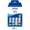 Epson 104 Pack de 4 Botellas de Tinta Originales - C13T00P640