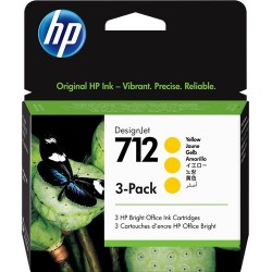 HP 712 Amarillo Pack de 3 Cartuchos de Tinta Originales - 3ED79A