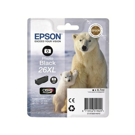 Epson T2631 (26XL) Negro Photo Cartucho de Tinta Original - C13T26314012