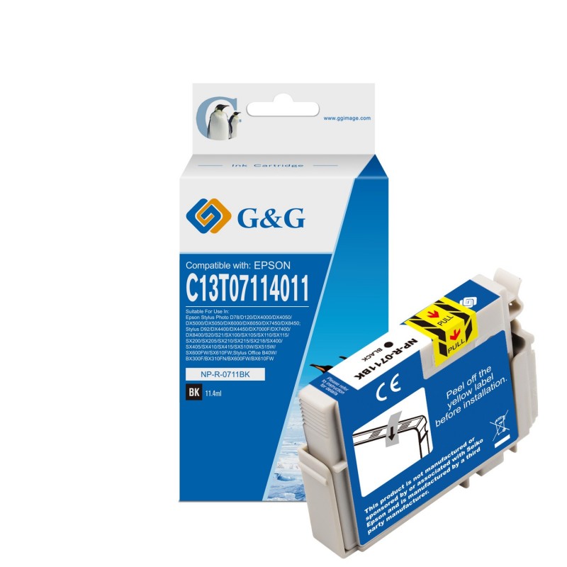 G&G Epson T0711/T0891 Negro Cartucho de Tinta Generico - Reemplaza C13T07114012/C13T08914011