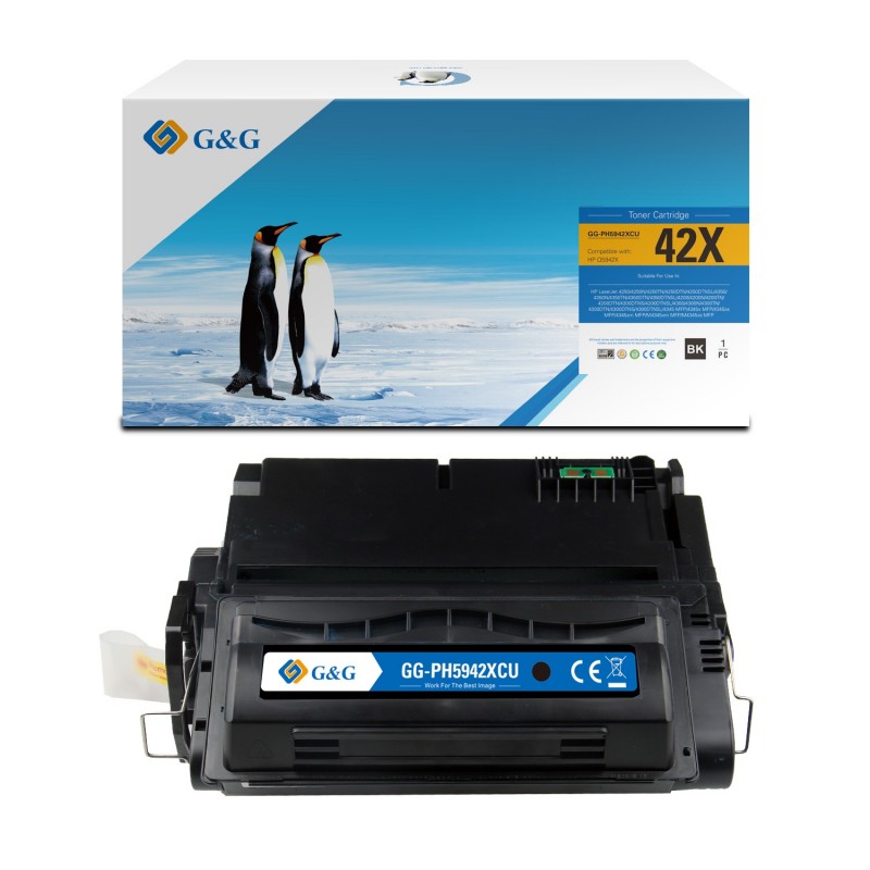 G&G HP Q5942X/Q1338A/Q1339A/Q5945A Negro Cartucho de Toner Generico - Reemplaza 42X/38A/39A/45A