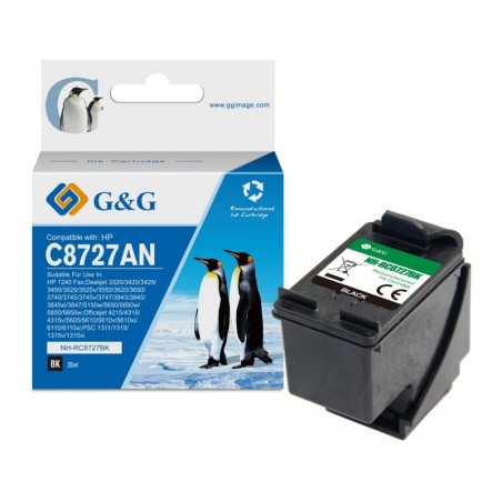 G&G HP 27 Negro Cartucho de Tinta Remanufacturado - Reemplaza C8727AE