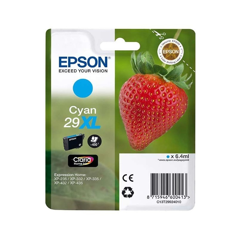 Epson T2992 (29XL) Cyan Cartucho de Tinta Original - C13T29924012