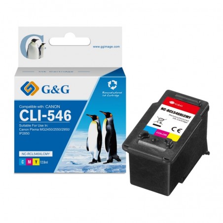 G&G Canon CL546XL Color Cartucho de Tinta Remanufacturado - Muestra Nivel de Tinta - Reemplaza 8288B001/8289B001