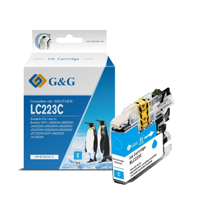 G&G Brother LC223/LC221 Cyan Cartucho de Tinta Generico - Reemplaza LC223C/LC221C