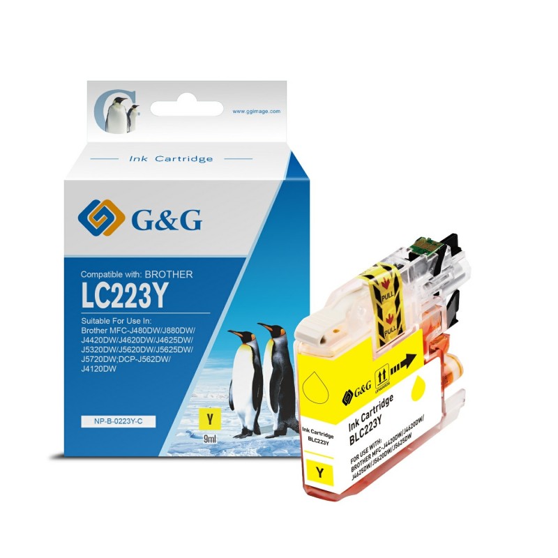 G&G Brother LC223/LC221 Amarillo Cartucho de Tinta Generico - Reemplaza LC223Y/LC221Y