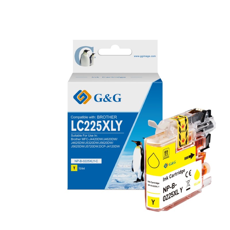 G&G Brother LC225XL Amarillo Cartucho de Tinta Generico - Reemplaza LC225XLY