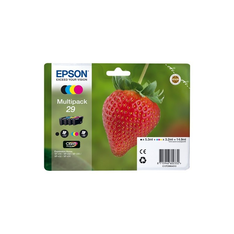 Epson T2986 (29) Pack de 4 Cartuchos de Tinta Originales - C13T29864012