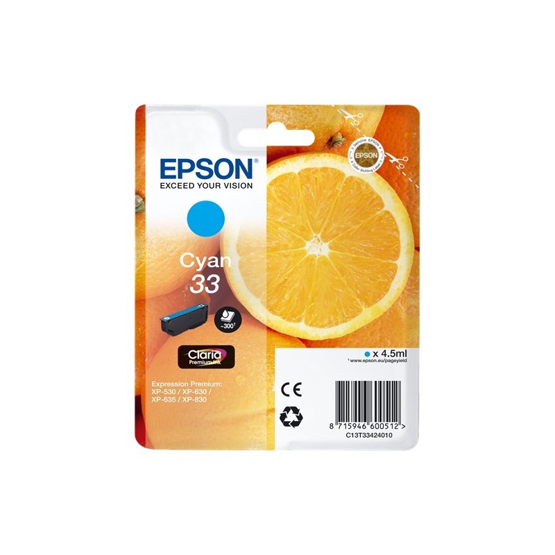 Epson T3342 (33) Cyan Cartucho de Tinta Original - C13T33424012