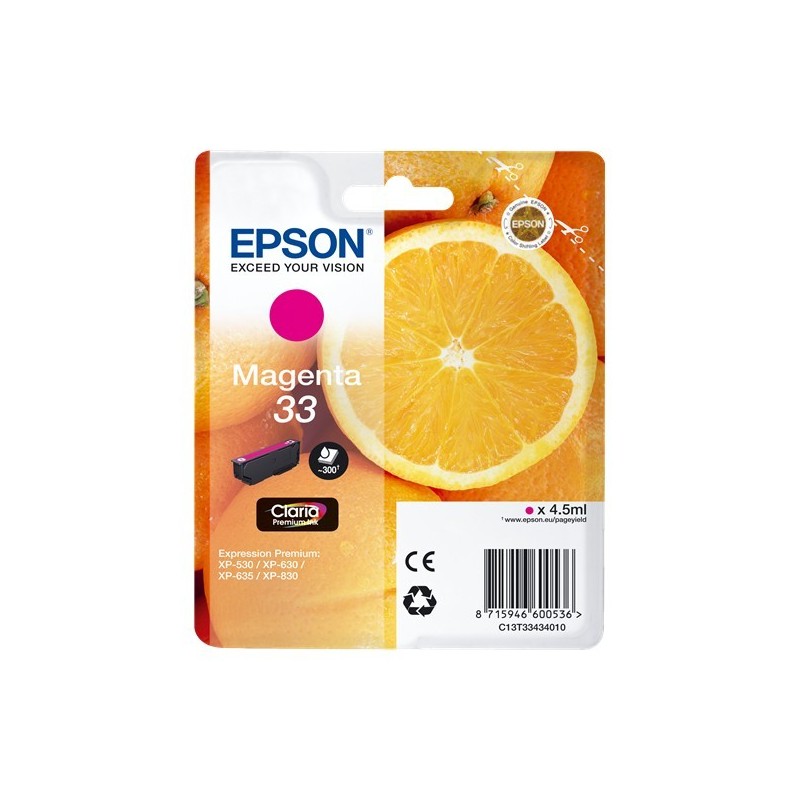 Epson T3343 (33) Magenta Cartucho de Tinta Original - C13T33434012