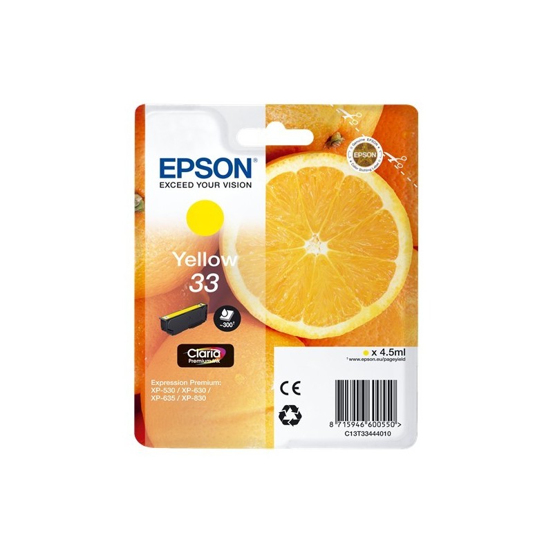 Epson T3344 (33) Amarillo Cartucho de Tinta Original - C13T33444012