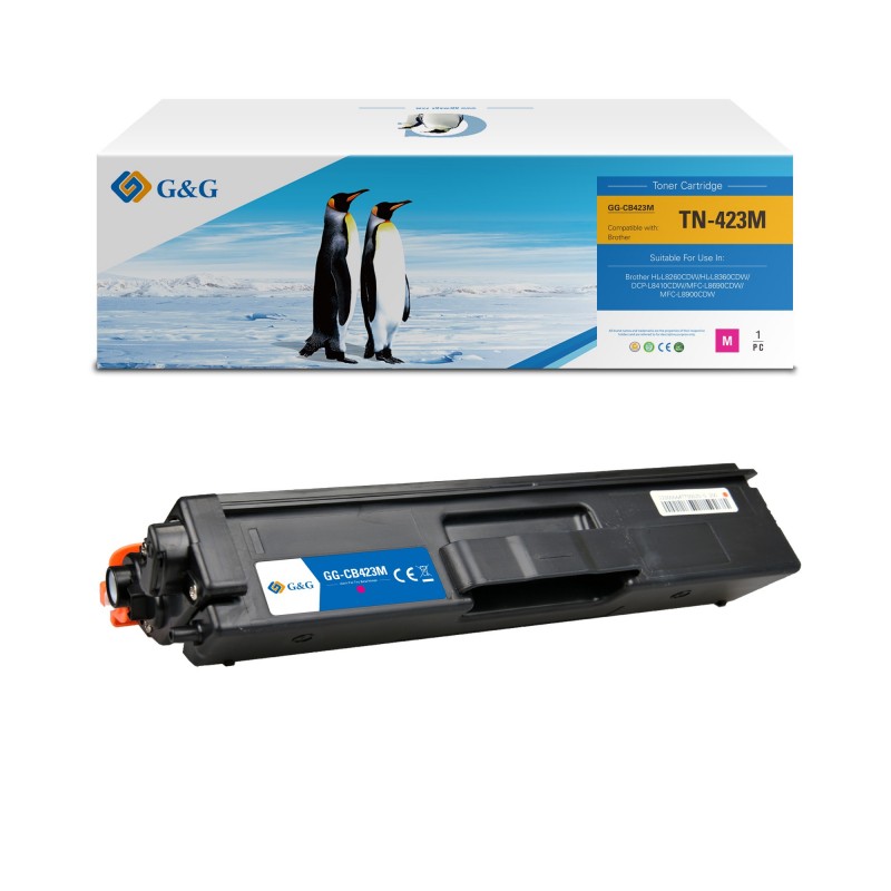 G&G Brother TN421/TN423/TN426 Magenta Cartucho de Toner Generico - Reemplaza TN421M/TN423M/TN426M