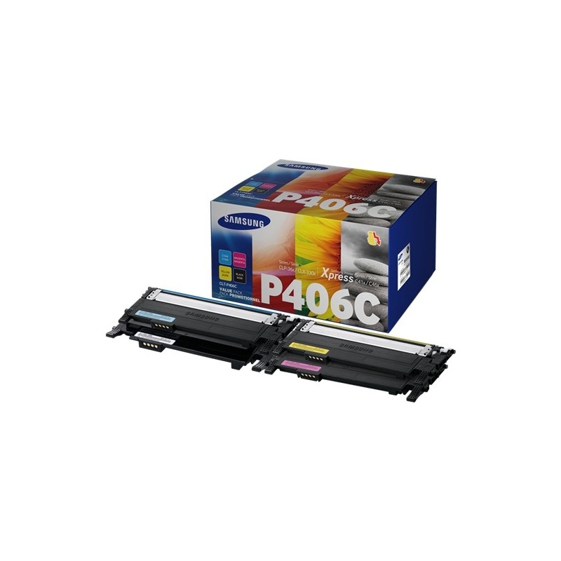 Samsung CLP360/CLX3305 Pack de 4 Cartuchos de Toner Originales - CLT-P406C/SU375A