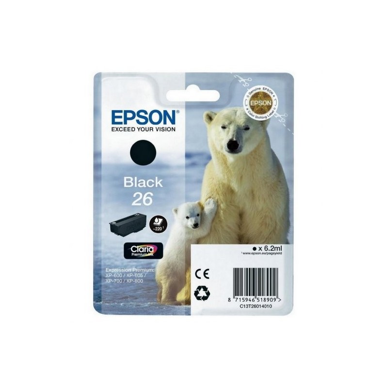 Epson T2601 (26) Negro Cartucho de Tinta Original - C13T26014012