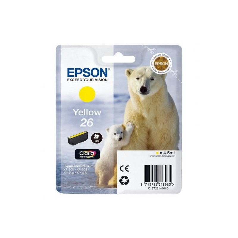 Epson T2614 (26) Amarillo Cartucho de Tinta Original - C13T26144012