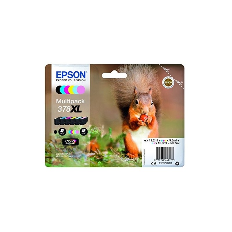 Epson 378XL Pack de 6 Cartuchos de Tinta Originales - C13T37984010