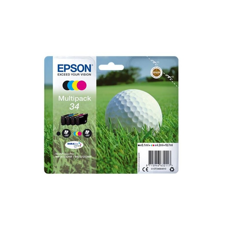 Epson T3466 Pack de 4 Cartuchos de Tinta Originales - C13T34664010