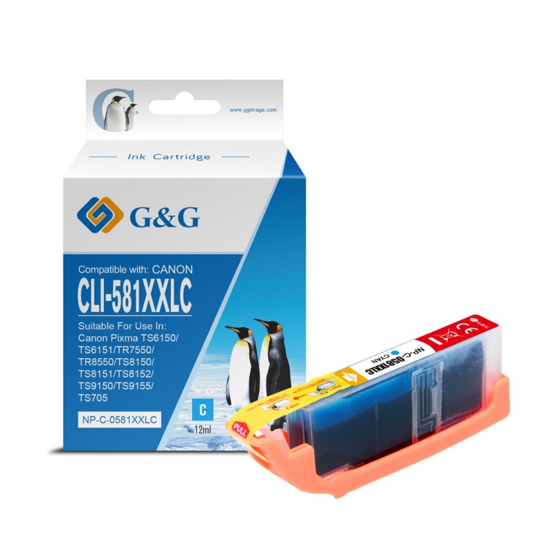 G&G Canon CLI581XXL Cyan Cartucho de Tinta Generico - Reemplaza 1995C001/2103C001/2049C001