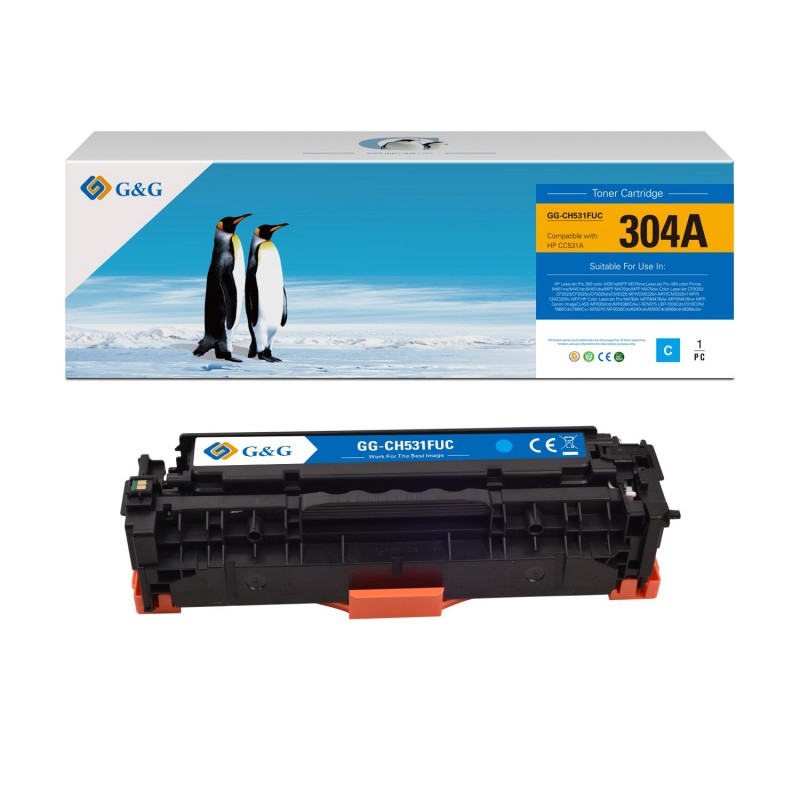 G&G HP CC531A/CE411A/CF381A Cyan Cartucho de Toner Generico - Reemplaza 304A/305A/312A