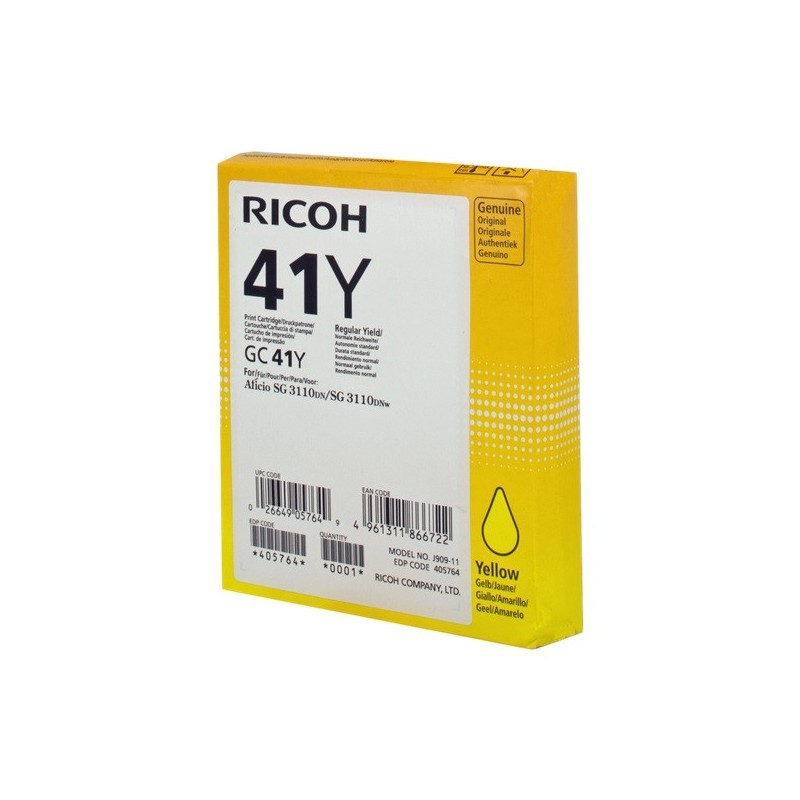 Ricoh GC41 Amarillo Cartucho de Gel Original - 405764