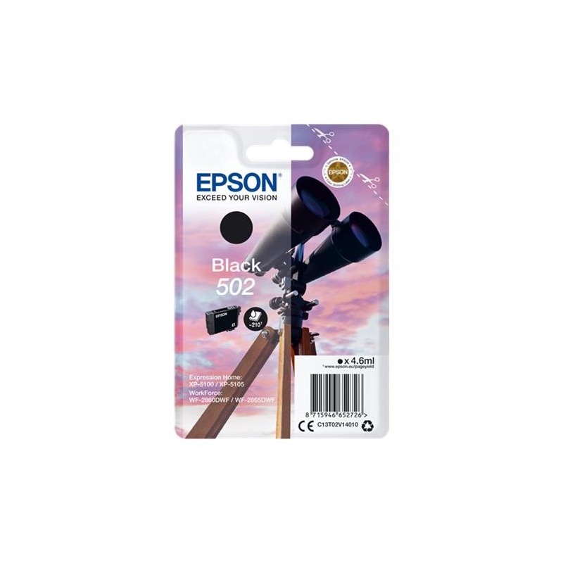 Epson 502 Negro Cartucho de Tinta Original - C13T02V14010