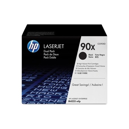 HP CE390X Negro Pack de 2 Cartuchos de Toner Originales - 90X