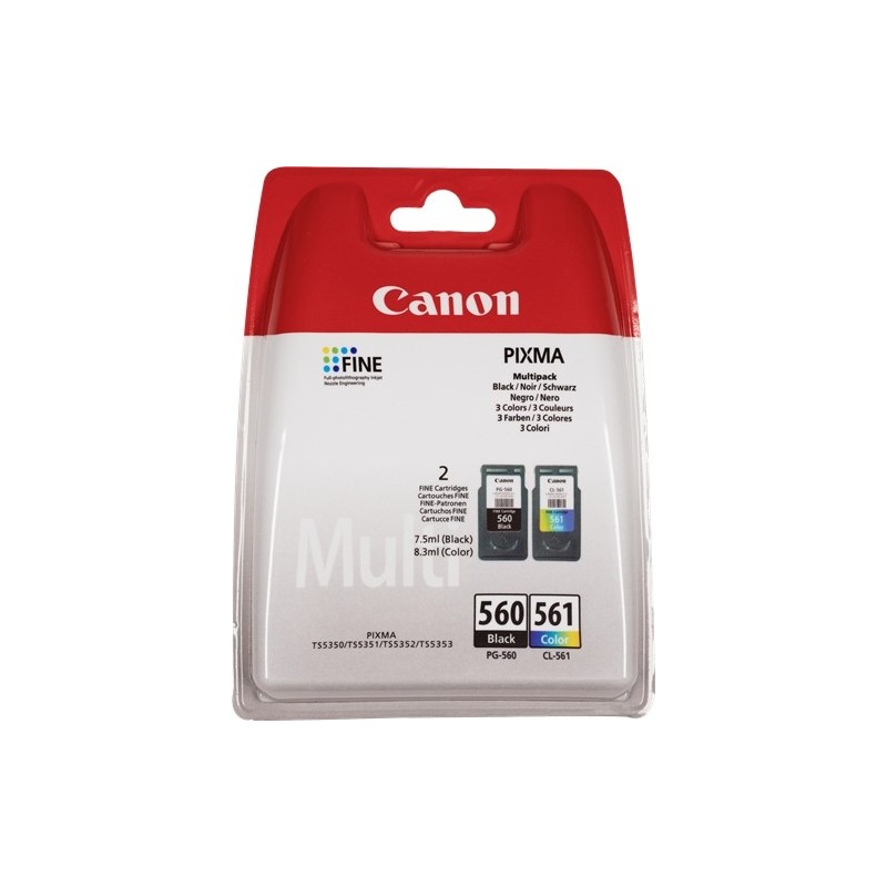 Canon PG560 Negro + CL561 Color Pack de 2 Cartuchos de Tinta Originales - 3713C006