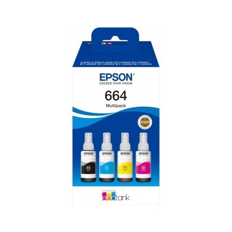 Epson 664 Pack de 4 Botellas de Tinta Originales C13T664640