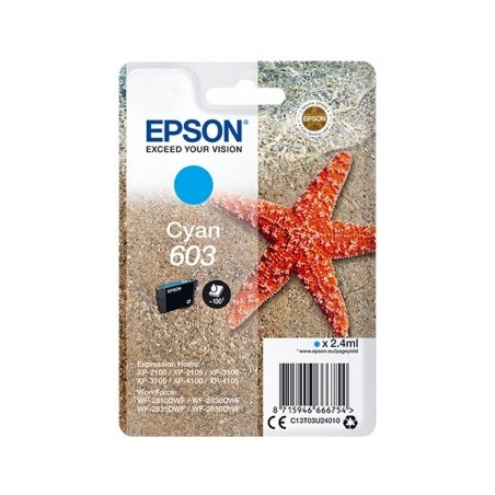 Epson 603 Cyan Cartucho de Tinta Original - C13T03U24010