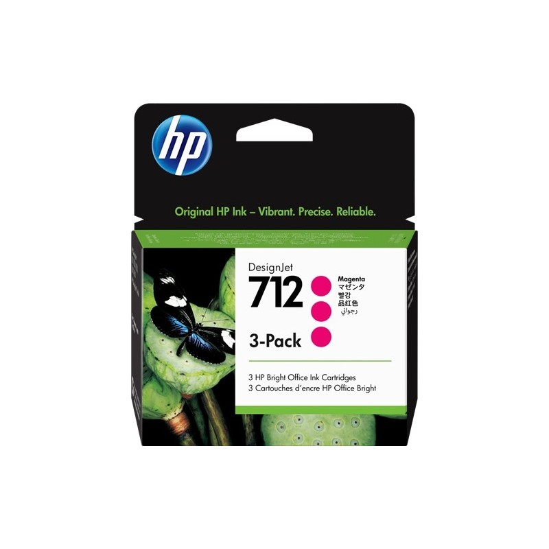 HP 712 Magenta Pack de 3 Cartuchos de Tinta Originales - 3ED78A