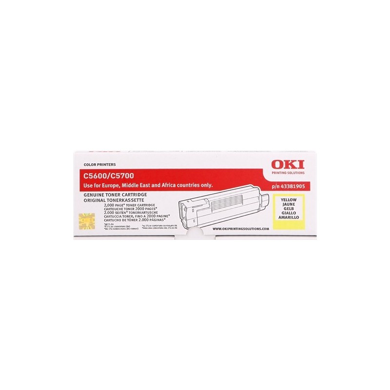 OKI C5600/C5700 Amarillo Cartucho de Toner Original - 43381905