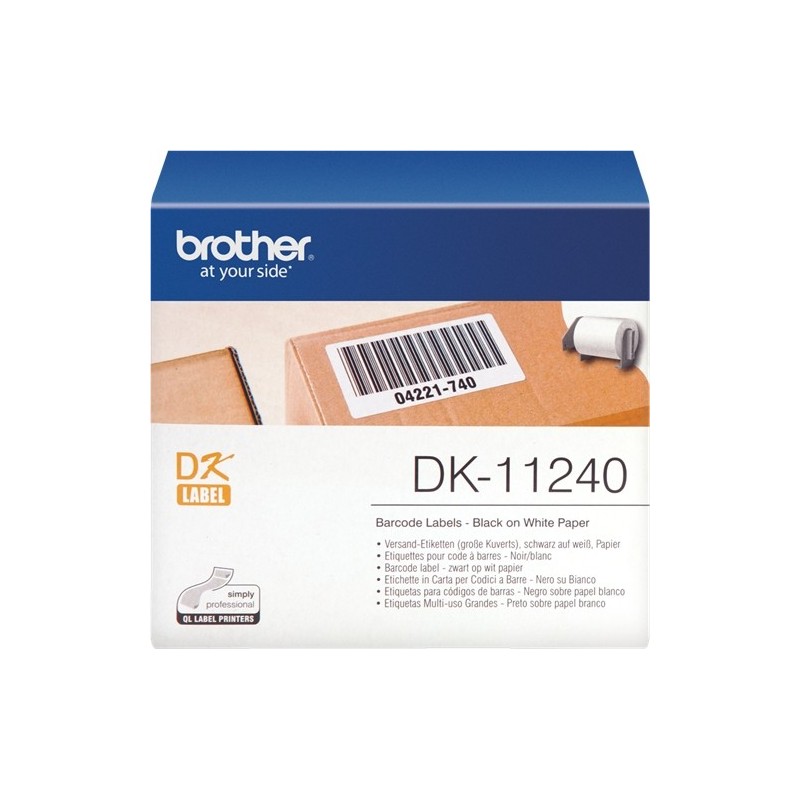 Brother DK11240 - Etiquetas Originales Precortadas Multiproposito Grandes - 102x51 mm - 600 Unidades - Texto negro sobre fondo b