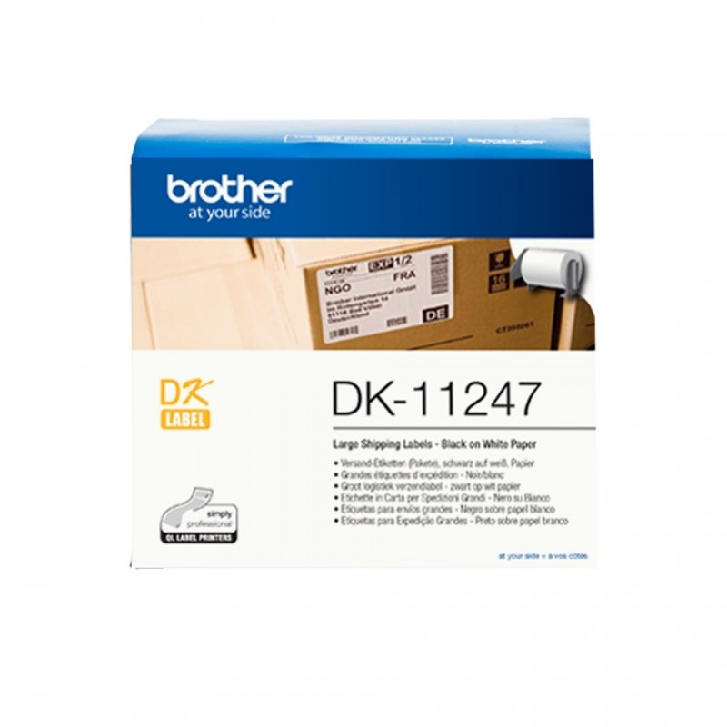 Brother DK11247 - Etiquetas Originales Precortadas para Envios Grandes - 103x164 mm - 180 Unidades - Texto negro sobre fondo bla