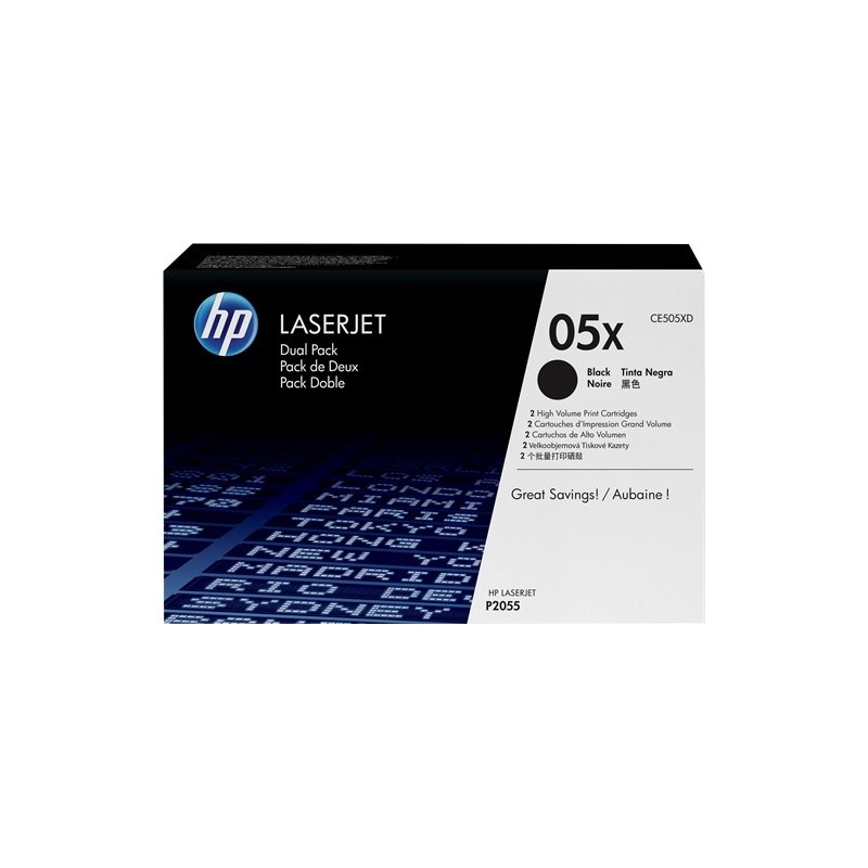 HP CE505X Negro Pack de 2 Cartuchos de Toner Originales - 05X