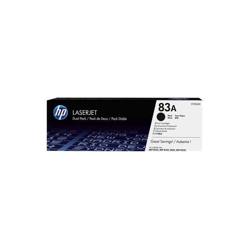 HP CF283A Negro Pack de 2 Cartuchos de Toner Originales - 83A