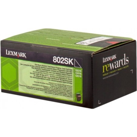 Lexmark CX310/CX410/CX510 Negro Cartucho de Toner Original - 80C2SK0/80C2SKE/802SK