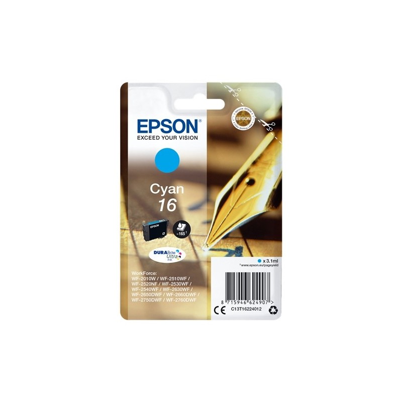 Epson T1622 Cyan Cartucho de Tinta Original - C13T16224012