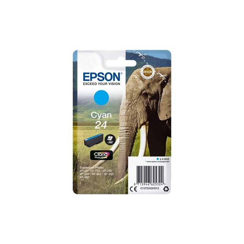 Epson T2422 (24) Cyan Cartucho de Tinta Original - C13T24224012