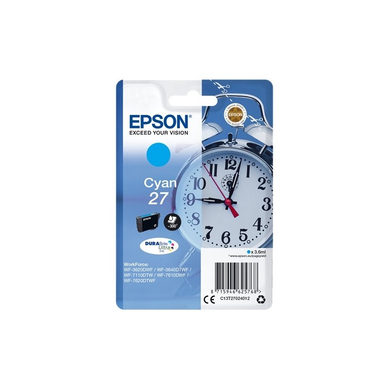 Epson T2702 (27) Cyan Cartucho de Tinta Original - C13T27024012