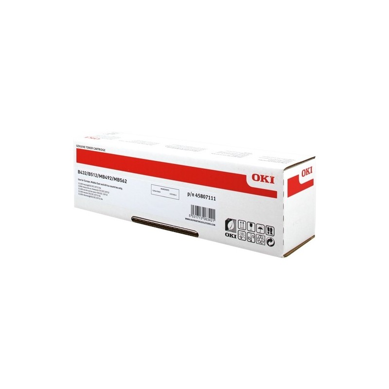 OKI B432/B512/MB492/MB562 Negro Cartucho de Toner Original - 45807111