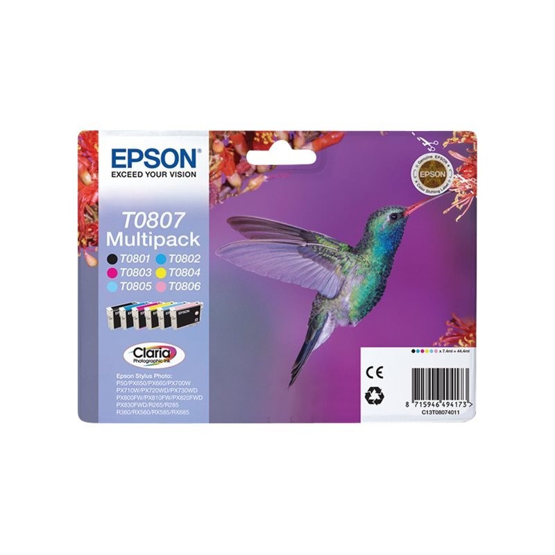 Epson T0807 Pack de 6 Cartuchos de Tinta Originales - C13T08074011