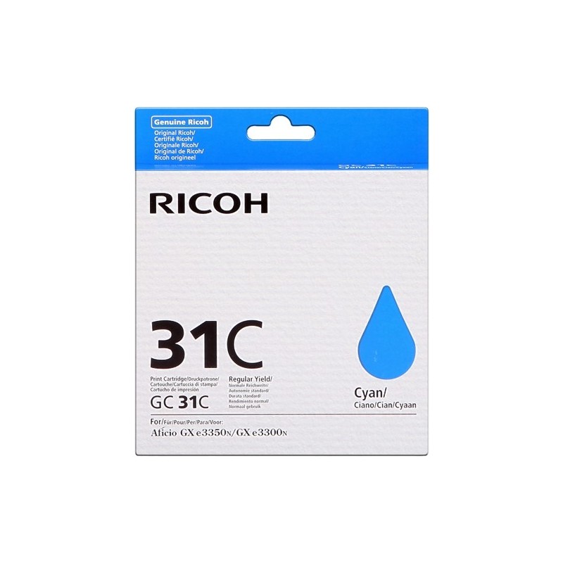 Ricoh GC31C Cyan Cartucho de Gel Original - 405689