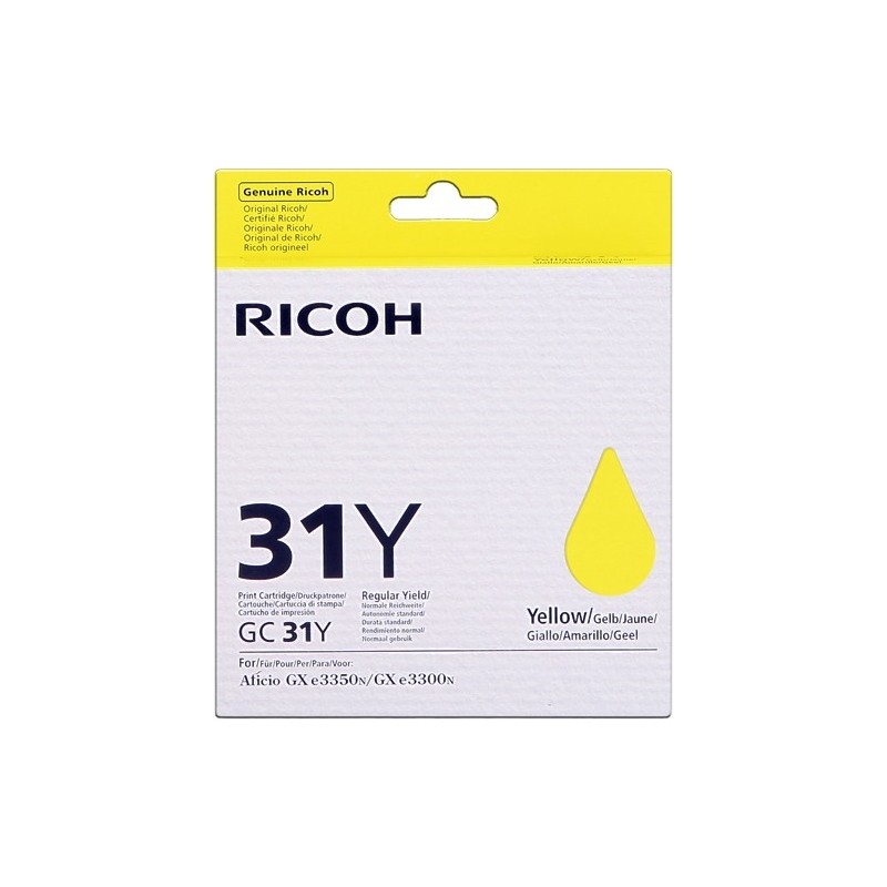 Ricoh GC31Y Amarillo Cartucho de Gel Original - 405691