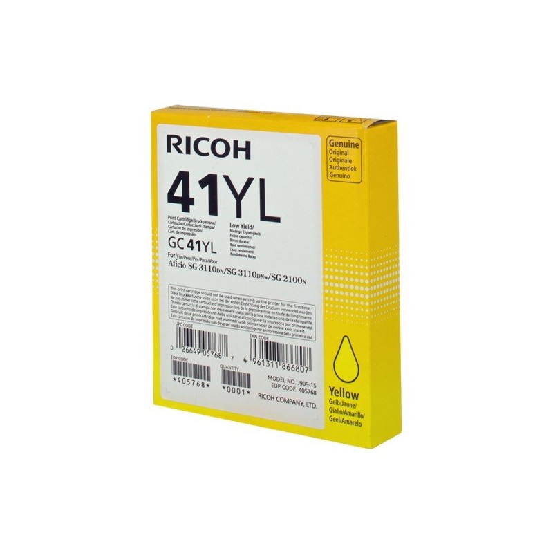 Ricoh GC41YL Amarillo Cartucho de Gel Original - 405768