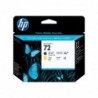 HP 72 Cabezal de Impresion Original - Negro Mate y Amarillo - C9384A