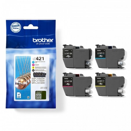 Brother LC421 Pack de 4 Cartuchos de Tinta Originales - LC421VAL