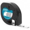 Dymo LetraTag S0721610/S0721660 Cinta de Etiquetas Original para Rotuladora - Texto negro sobre fondo blanco - Ancho 12mm x 4 me