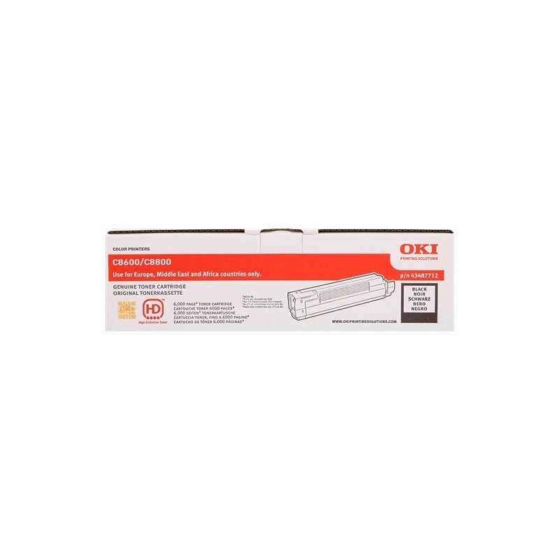 OKI C8600/C8800 Negro Cartucho de Toner Original - 43487712