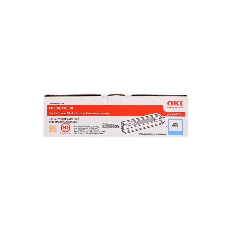 OKI C8600/C8800 Cyan Cartucho de Toner Original - 43487711